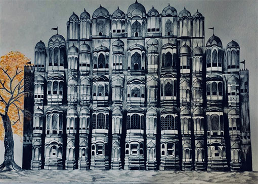 Vintage Poster Of Hawa Mahal In Rajasthan Famous Monument India Stock  Illustration - Download Image Now - iStock
